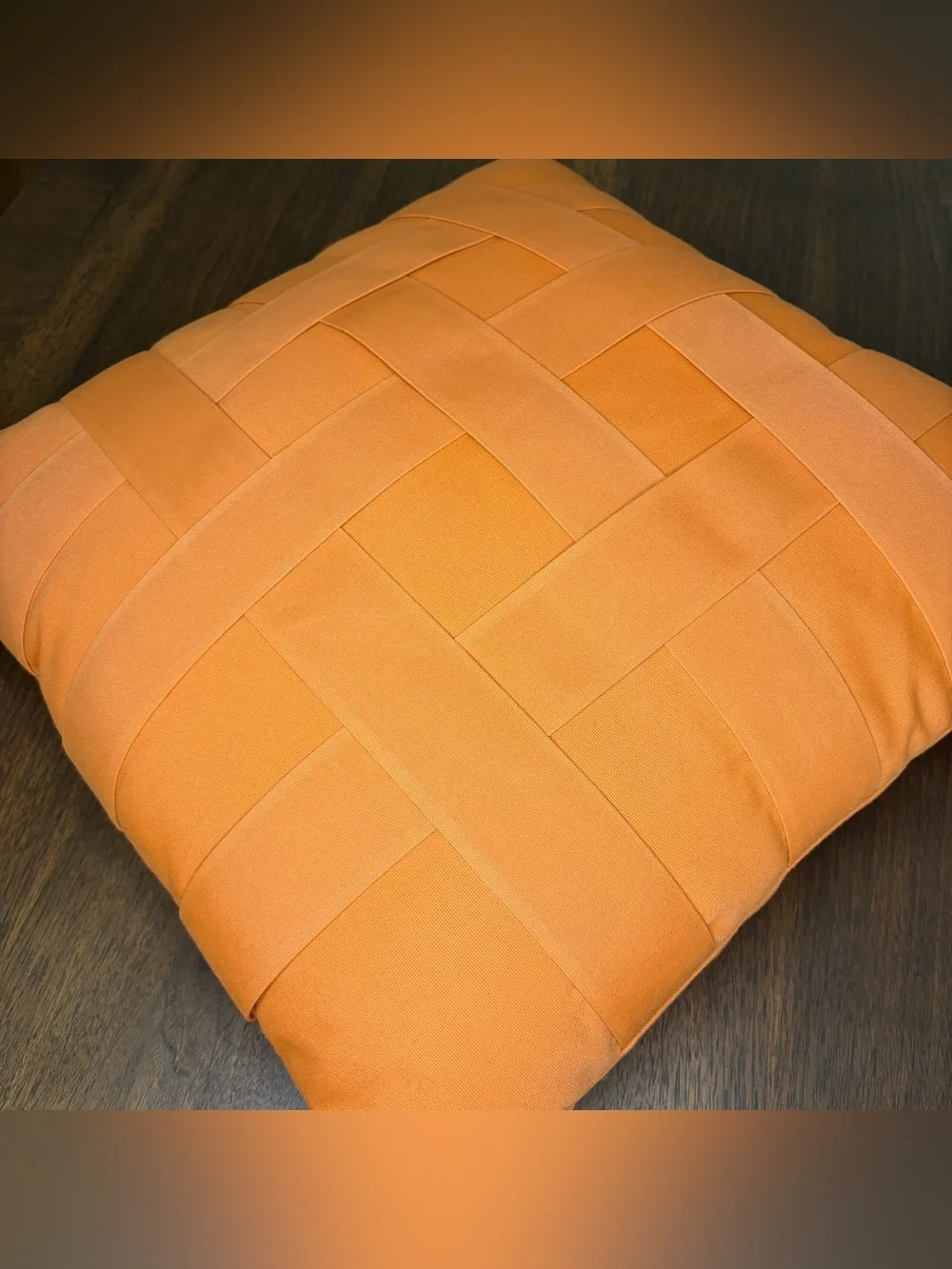 Elaine Smith Basketweave Sunbrella Outdoor Luxury Pillow Tuscan Orange 20 x 20